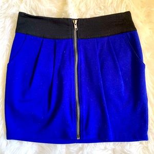 21 Zipper Skirt Pleated Cobalt Blue Size S